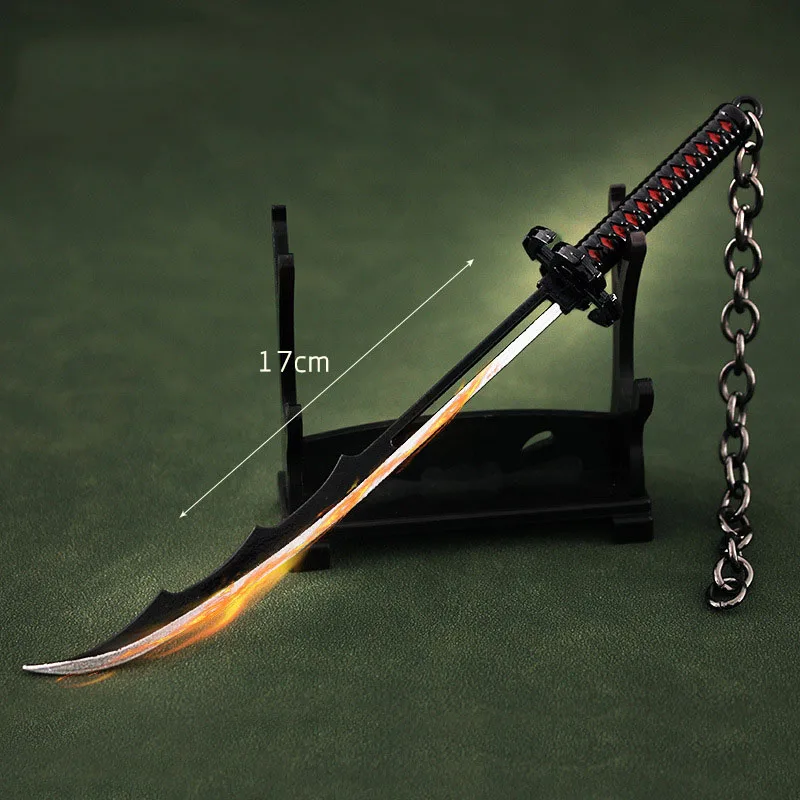 

BLEACH Weapon Kurosaki Ichigo Samurai Sword Animation Periphery Metal Anime Weapons Model Katana Keychains Toys for Boys Gift