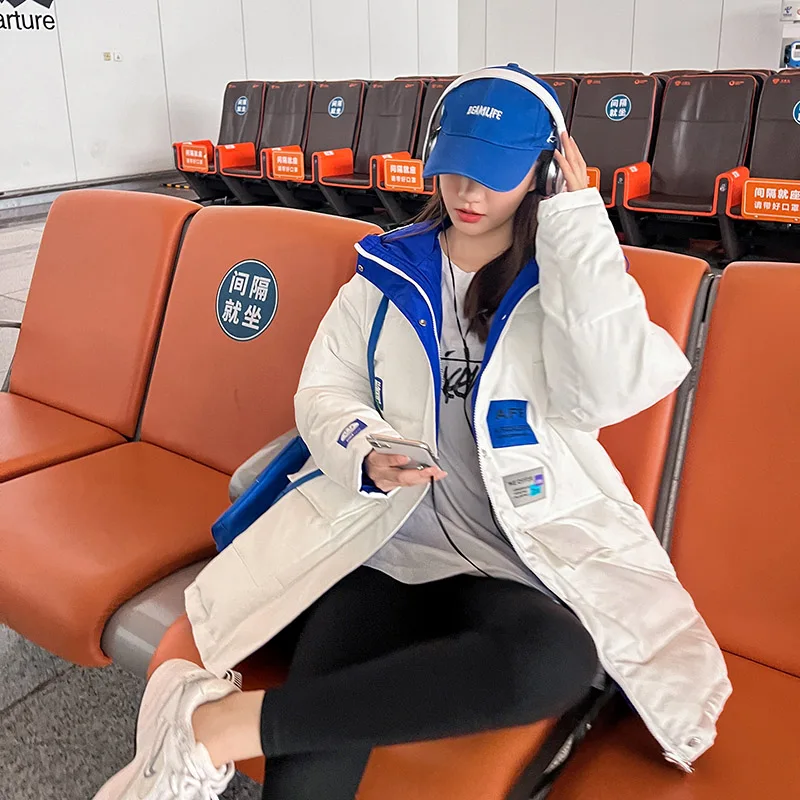 Oversized Hooded Puffer Jackets Teenage Girl Korean Fashion Trends Sweet Streetwear Womens Winter Reversible Coats Casual Parkas