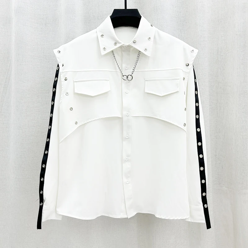 Новая модная дизайнерская рубашка SuperAen контрастных цветов с металлическими