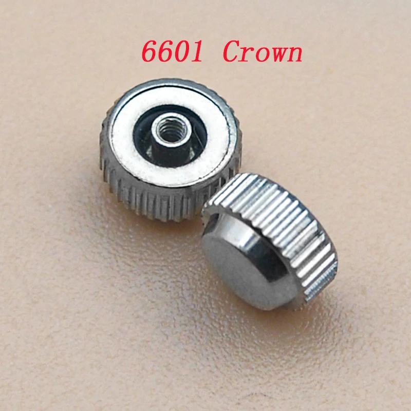 1/2 pcs 6601 Watch Crown Fit For Citizen 6601 Watch Case Silver Crown Replace Spare Parts