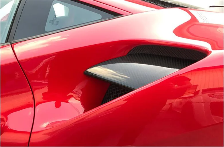 

Real Carbon Fiber Side Door Vent Fender Badge Wind Knife Frame Cover For Ferrari 488 2015-up