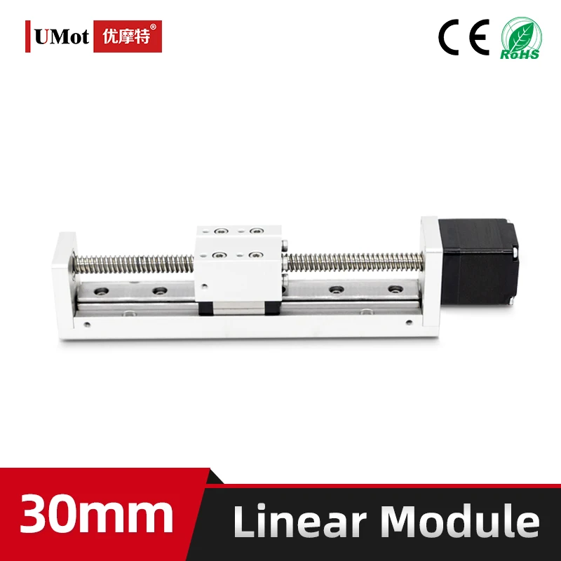 

30mm Width Micro Nema 14 Ball Screw Linear Actuator Stage Module With Screw Lead 2/4/8/12mm Stroke 250/300/350/400mm