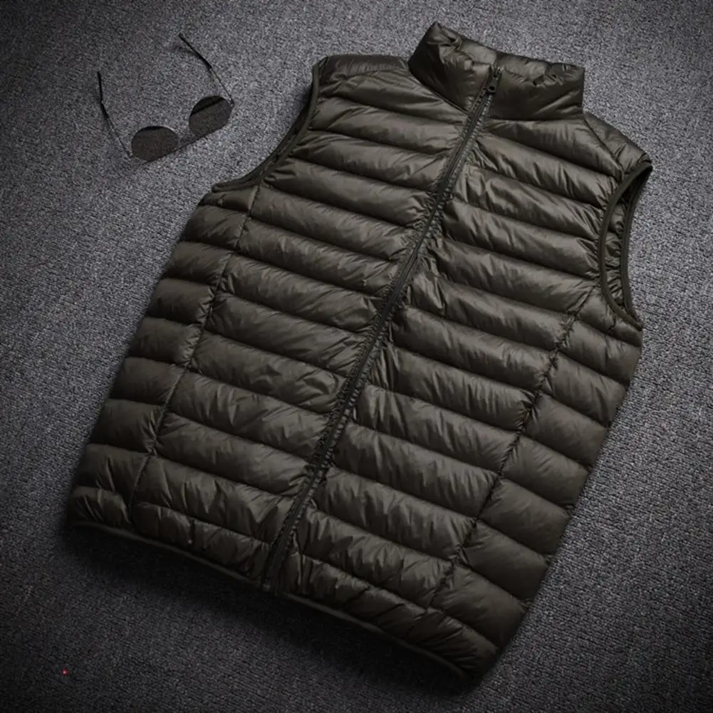 Stylish Winter Waistcoat Solid Color Sleeveless Neck Protection Winter Waistcoat  Stand Collar Down Waistcoat for Daily Wear
