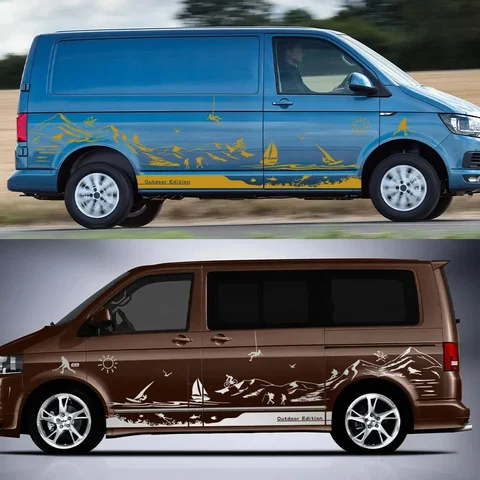 Наклейки Van Camper для Volkswagen VW Transporter T6, автомобильная графика, альпинистские наклейки для кемпинга, Стайлинговые наклейки, аксессуары для автотюнинга