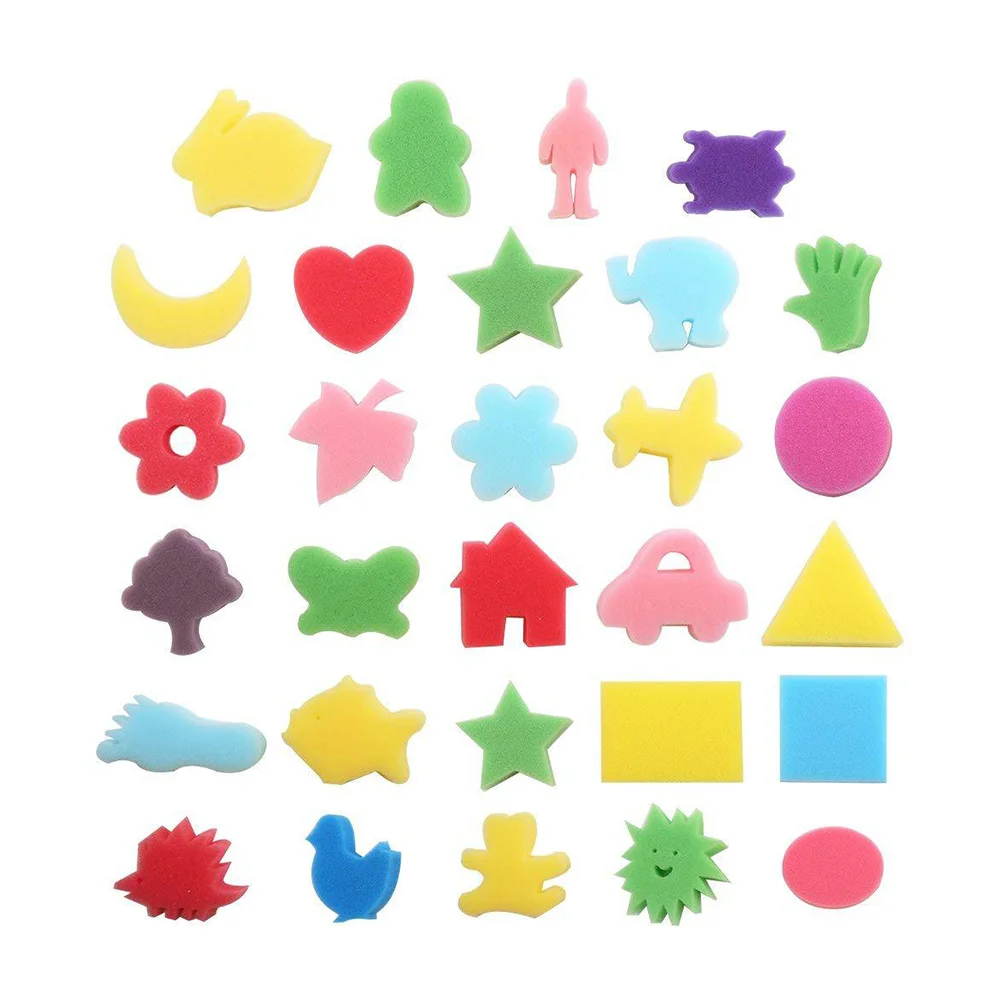 

30pcs Sponge Painting Shapes Painting Stamps Craft Painting Sponges Kids Birthday Party Favors Gifts ( Mixed Pattern )