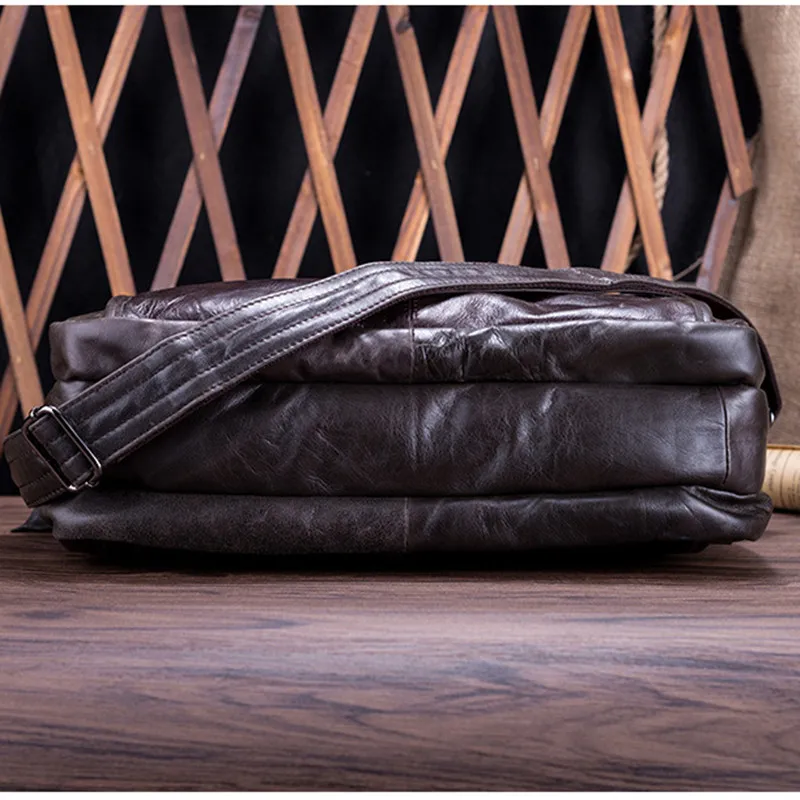 Vintage Genuine Leather Men Briefcase Business Handbag Portable Shoulder Messenger Bag Male 15.6-Inch Laptop Document Tote Bag