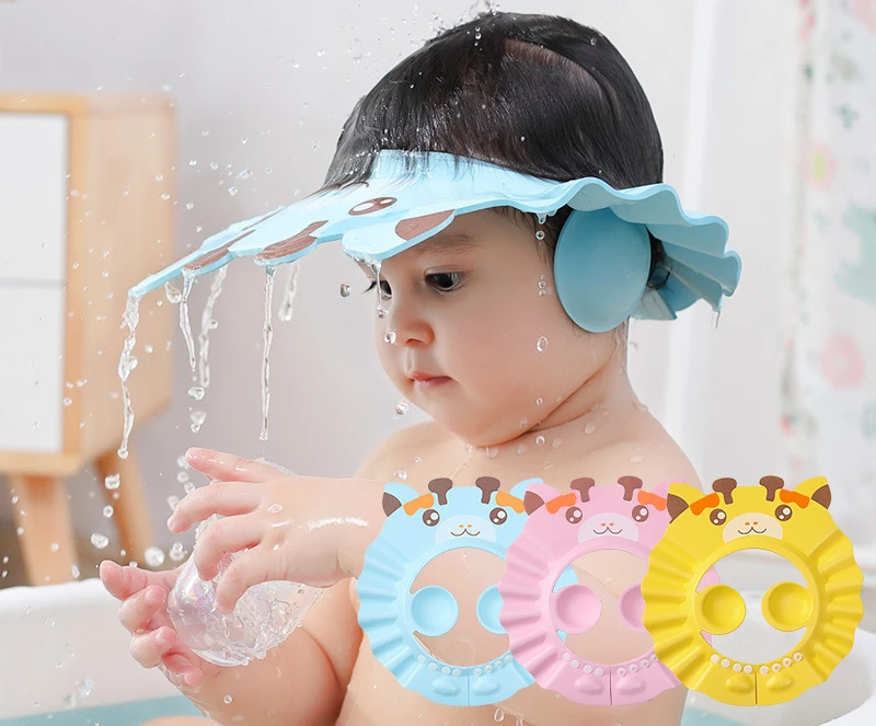 

Baby Shower Soft Cap Adjustable Hair Wash Hat for Kids Ear Protection Safe Children Shampoo Bathing Shower Protect Head Cover