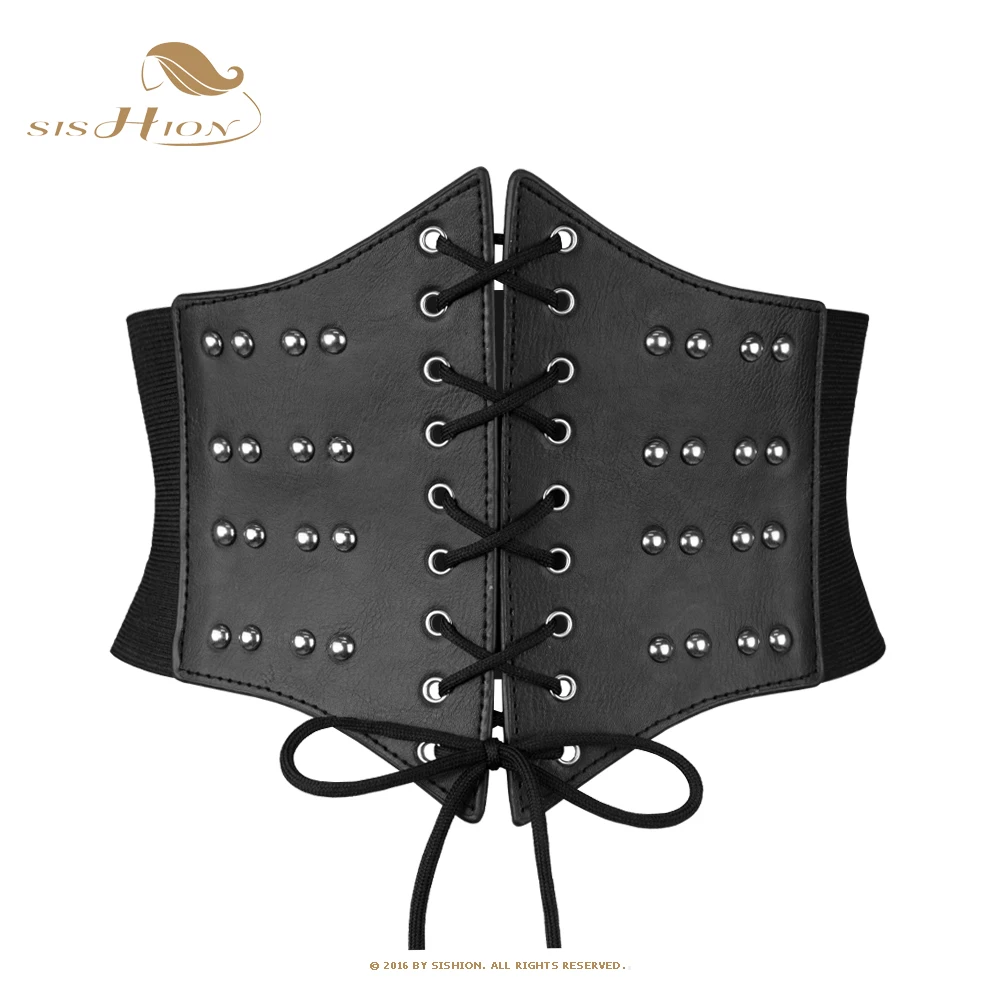 

SISHION модная готическая одежда, корсет под грудью VD3554, женские ремни из искусственной кожи, эластичные широкие черные корсеты для талии