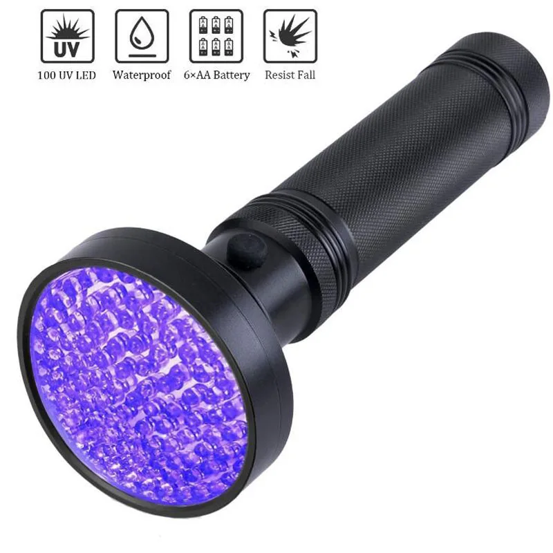 

100 UV LEDS Light UV Violet Light UV Fluorescent Agent Detection Flashlight Curing Travel Safety Torches Lamp