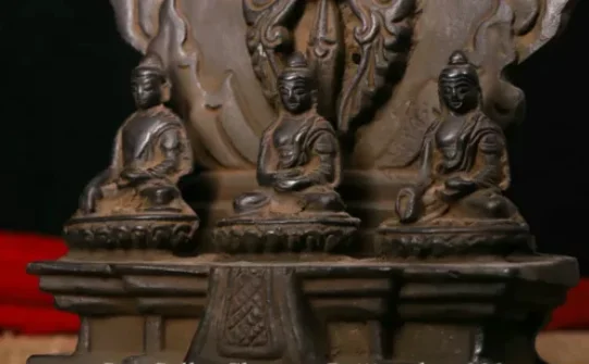 10 6-дюймовый старый тибетский бронзовый храм 3 подсветка Будды статуя фурбы