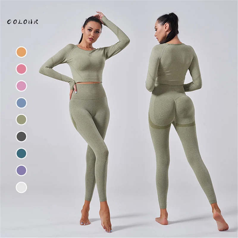 

Workout Clothes for Women 2 Piece Sets Women's Outfits Gym Yoga Set Active Wear Female Fitness Seamless Bike Shorts Plus Size