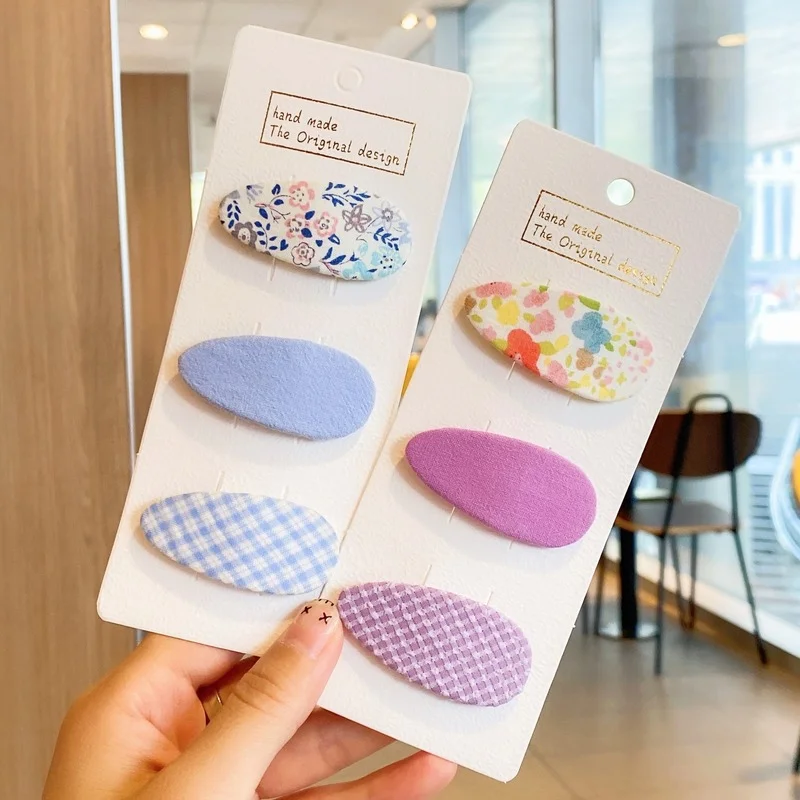 

3Pcs Sweet Girl Baby Hairpins Fashion Fabric Oval Hairpins Headband Kids Cute Floral Baby Girl Lovely Barrettes Hair Accessories