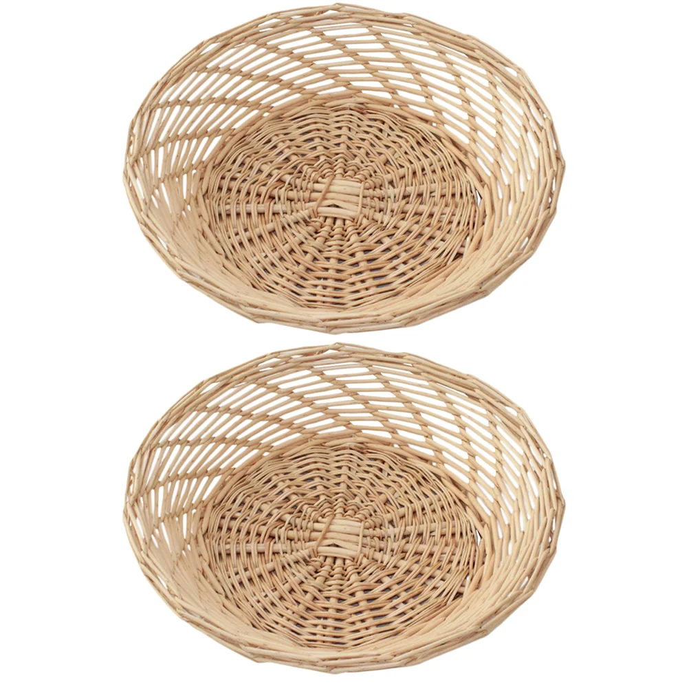 

Basket Bread Fruit Baskets Round Easter Wickerfor Serving Fruits Wood Woven Storage Steamed Bun