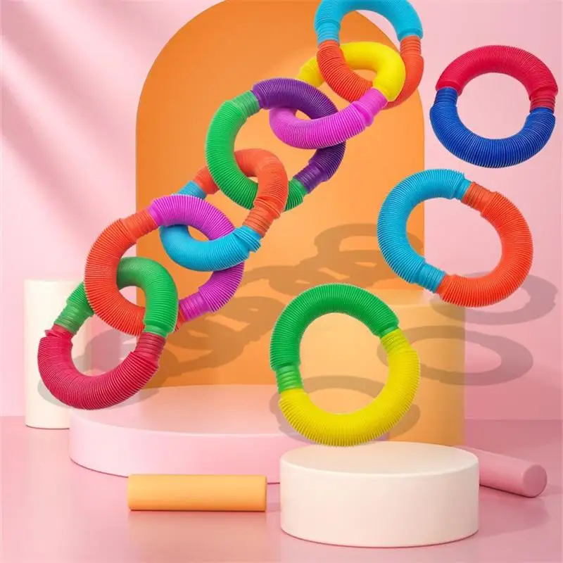 

Pop Tube Children's Sensory Color Stretch Plastic Tube Corrugated Diy Telescopic Tube Vent Decompression Toy