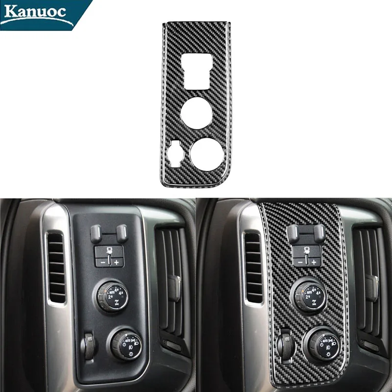 

For Chevrolet Silverado 1500/GMC Sierra 1500 2014-2018 Headlight Control Car Carbon Fiber Stickers Interior Styling Accessories