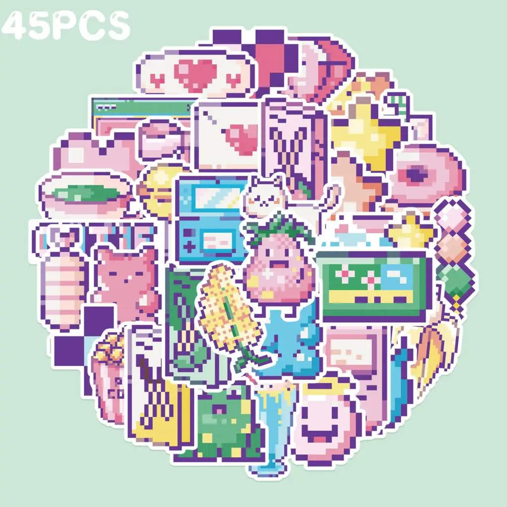 

45 шт., водостойкие наклейки в виде мультяшных персонажей