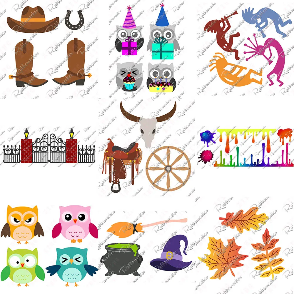 

2022 Metal Cutting Dies Diy Scrapbook Craft Handmade Make Album Card Embossing Owl Boots Hat Saddle Wagon Wheel Leaf Fence Molds