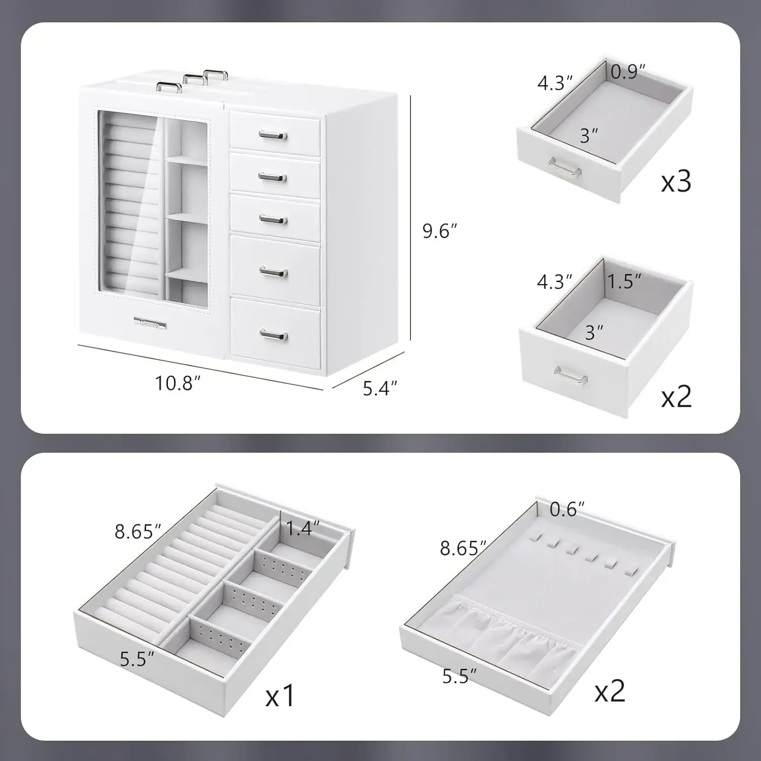 Большая шкатулка для драгоценностей/органайзер/футляр со стеклянным окном ящики