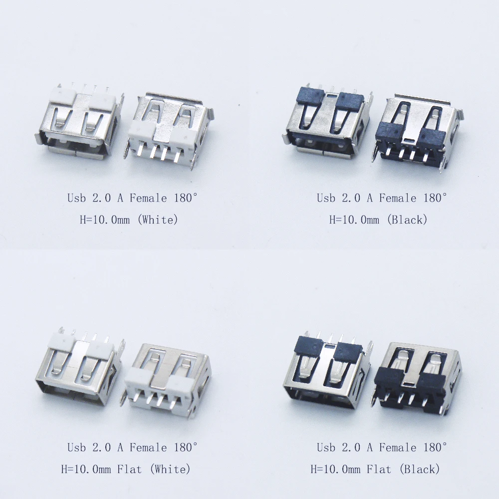 

10PCS (Short Body) USB 2.0 A Female Connector 180 degree H=10mm Curled Mouth/Flat Mouth Socket