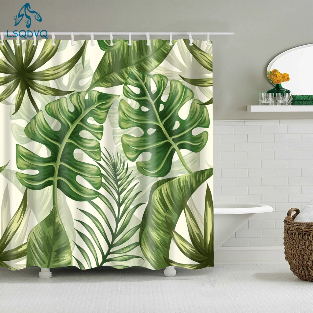 

Seaside Sea Beach Scenic Shell Tropical Green Plant Palm Leaf Cactus Sunflower Shower Curtain Bathroom Curtains Frabic Polyester