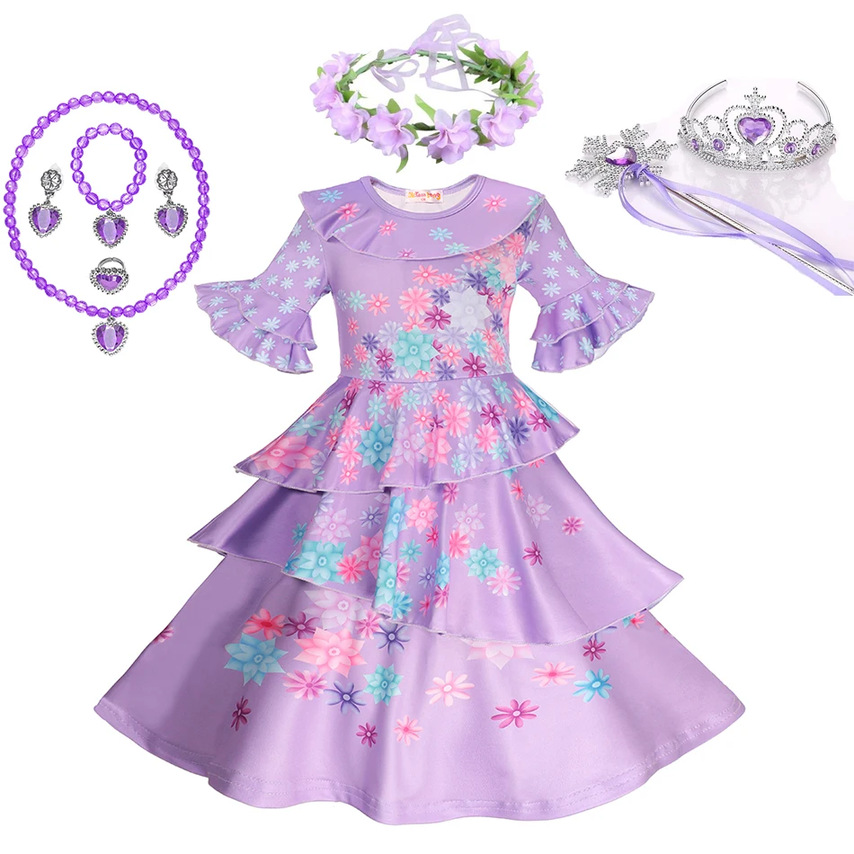 Disney ENCANTO Robe Isabela Cosplay Costume For Girl Mirabel Dolores Princess Dress Baby Fancy Birthday Carnival Party Clothing