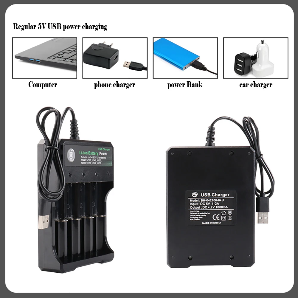 

18650 Charger For 3.7V Li-ion Battery 10440 14500 16340 16650 14650 18650 Rechargeable Battery Charger Short Circuit Protection