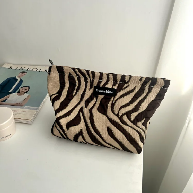 

Zebra Pattern Cosmetic Bag Large Capacity Make Up Storage Pouch Necesserie Organizer Zipper Beauty Case Korean Style Clutch Bags