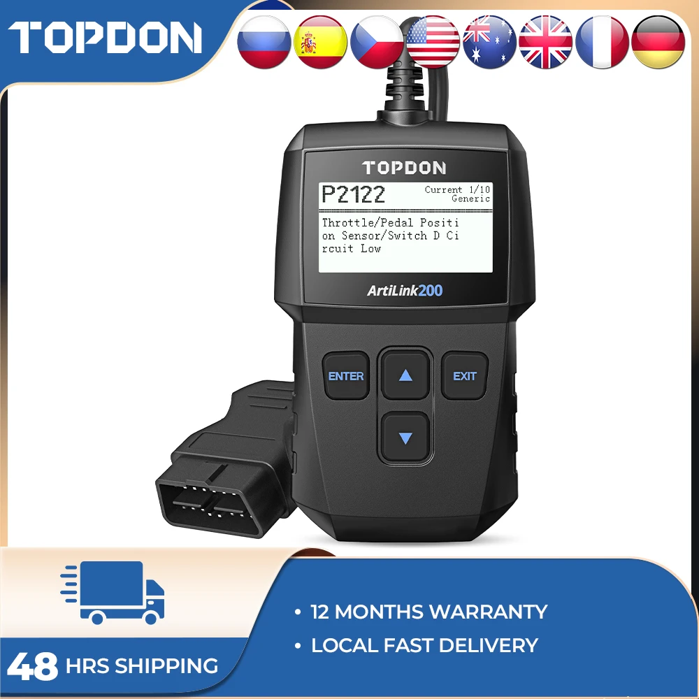 

TOPDON AL200 Full OBD2 Scaner For Car Auto Professional Diagnostic DTC Lookup Code Reader Automotive Diagnostic Tool Car Scanner