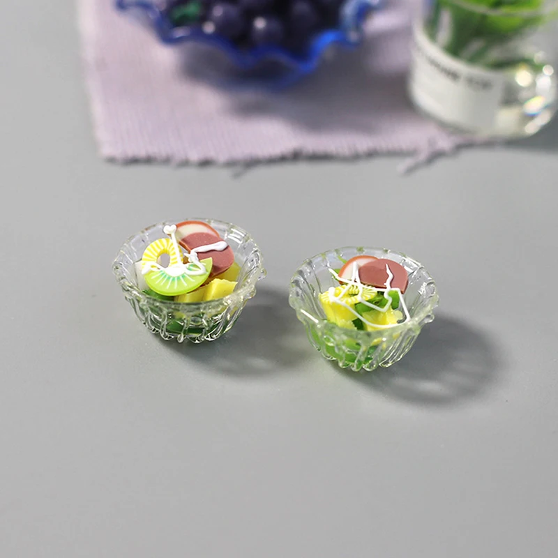 

1PC 1:12 Scale Miniature Dollhouse Vegetable Salad Bowl Mini Play Food for Barbies Doll House Kitchen Accessories Toy