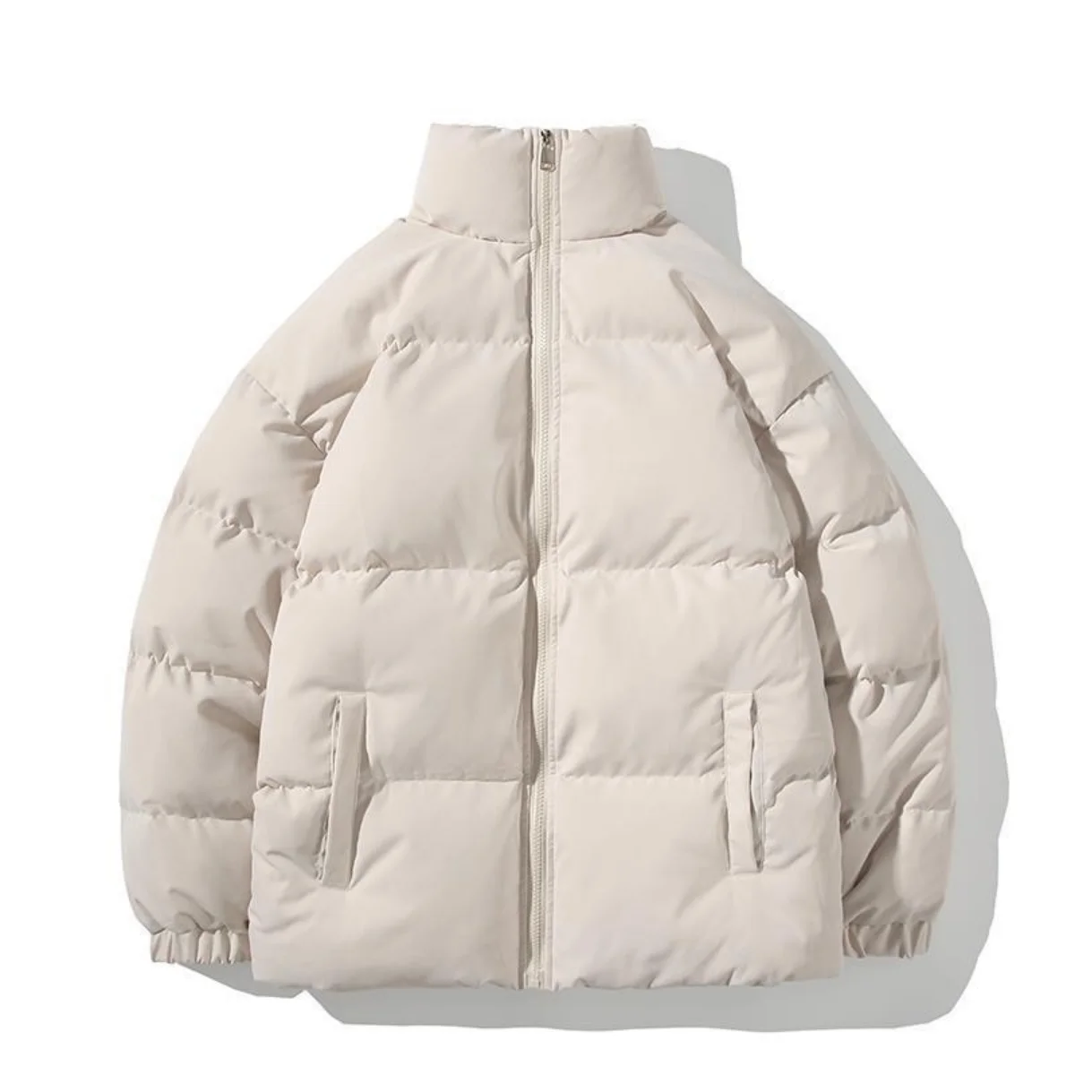 2022 Winter Stand-up Collar Bread Suit Men's New Trend Solid Color Cotton Suit Style Thick Warm Cotton Jacket Jacket Men