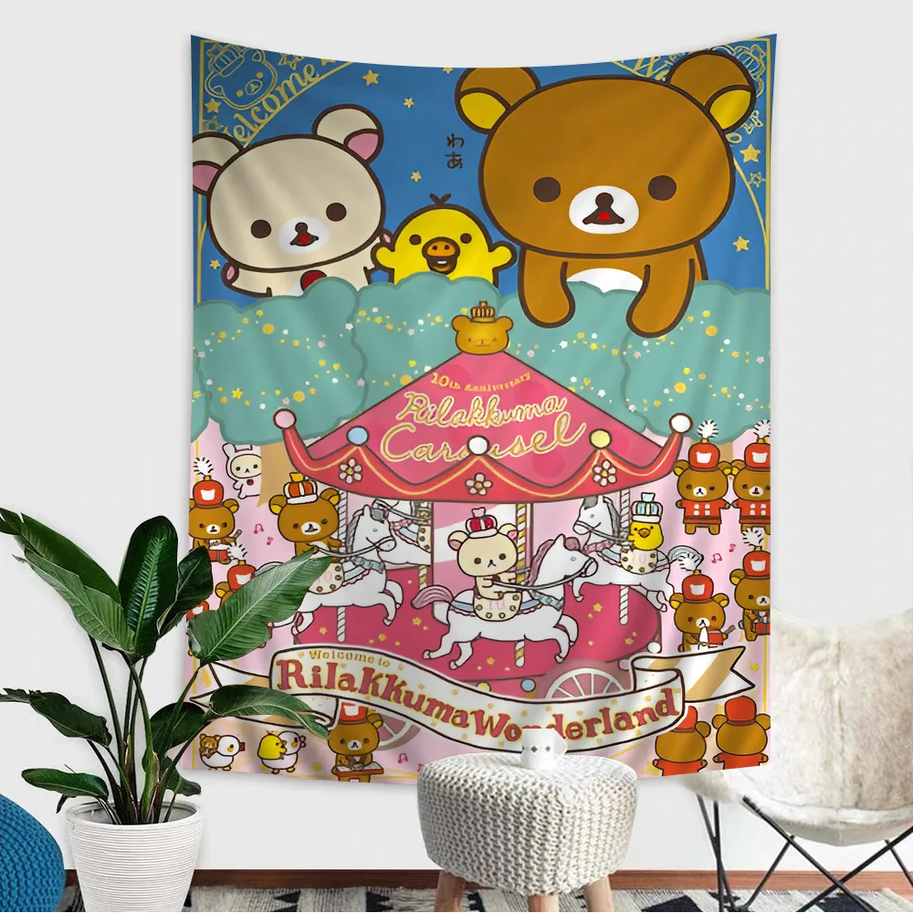 Милый мультфильм R-Rilakkuma классический большой настенный гобелен с принтом аниме
