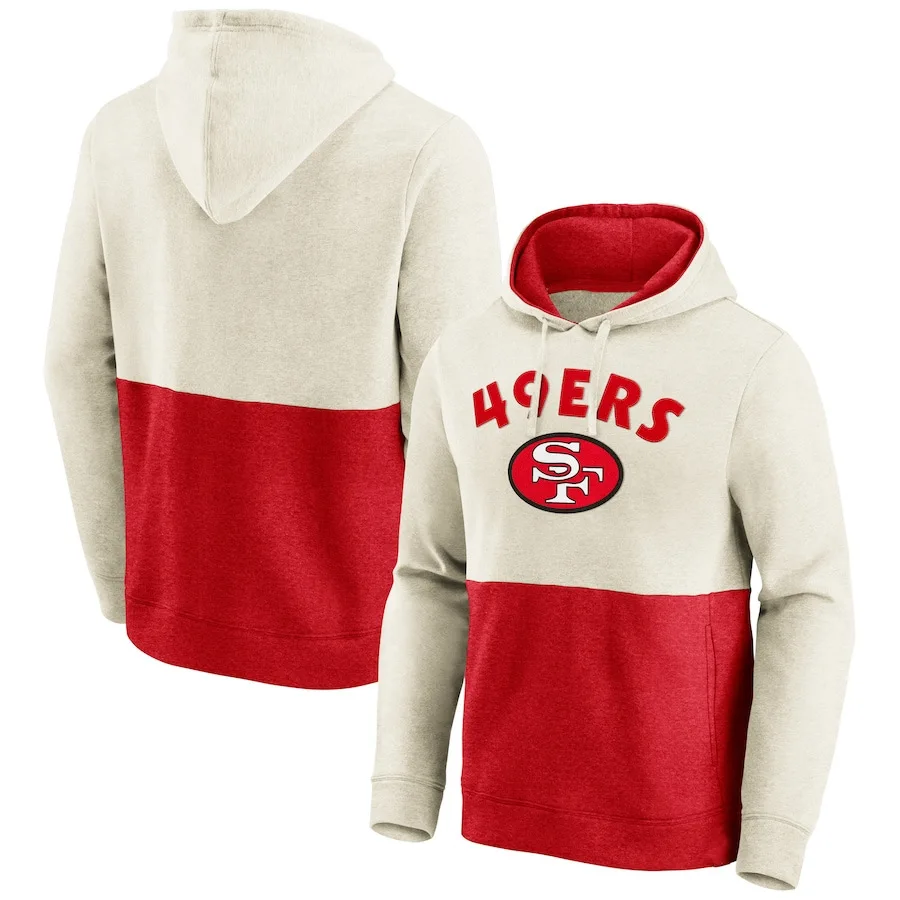 

San Francisco Men American Hoodies sweatshirt 49ers Retro Fanatics Branded Arch Colorblock Pullover football Quality Man Hoodie