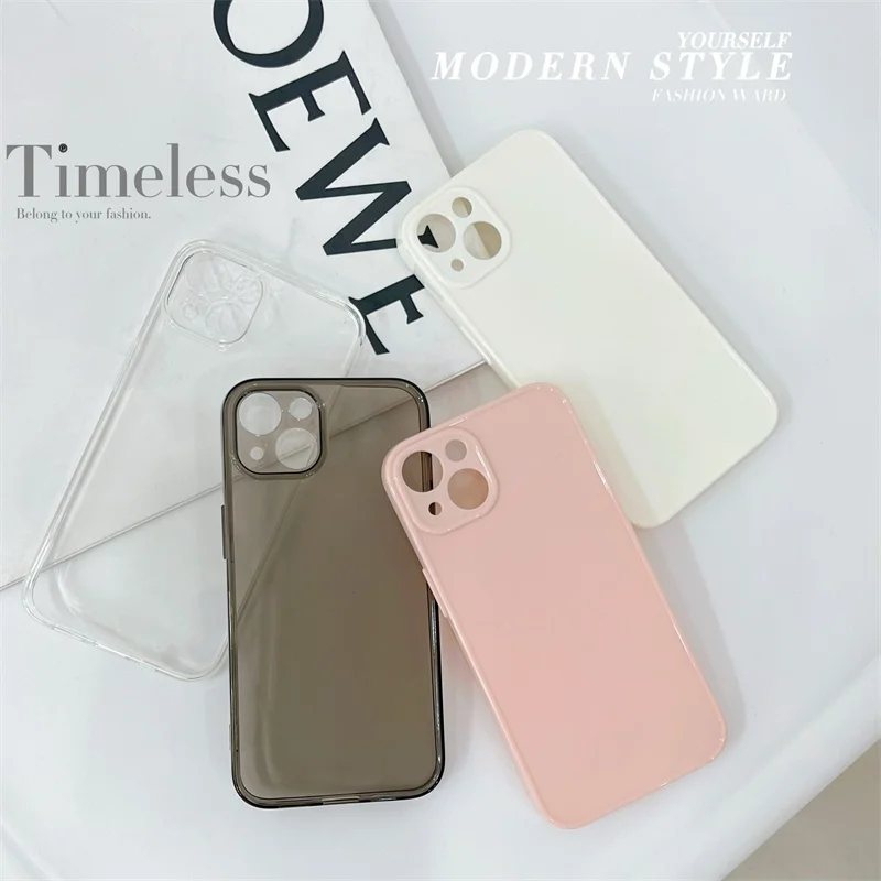 

Stylish silicone solid color phone case for iPhone 14 Pro Max 13 12 11 XS XR X 7 8 Plus shock-proof transparent phone soft cover