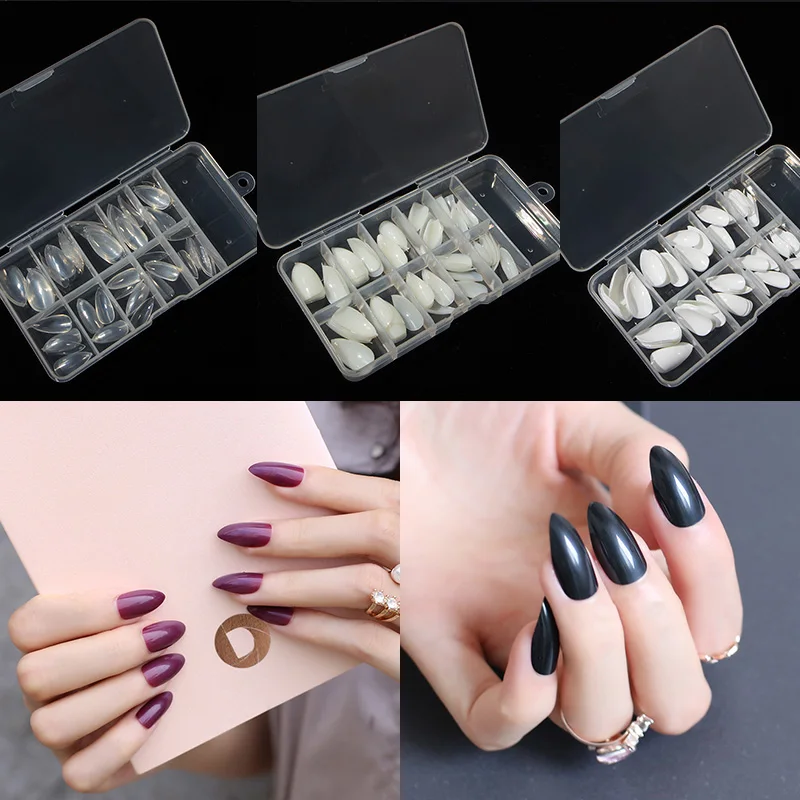 100 шт./коркор. накладные ногти короткий гроб Типсы для дизайна ногтей