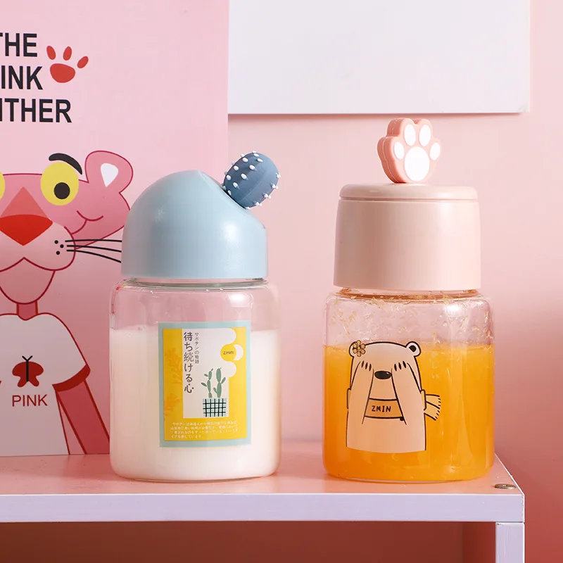 

Creative Bear Portable Water Cup Mini Kawaii Water Bottle Eco Friendly Glass with A Portable Rope Cute Simple Coffee Tumbler