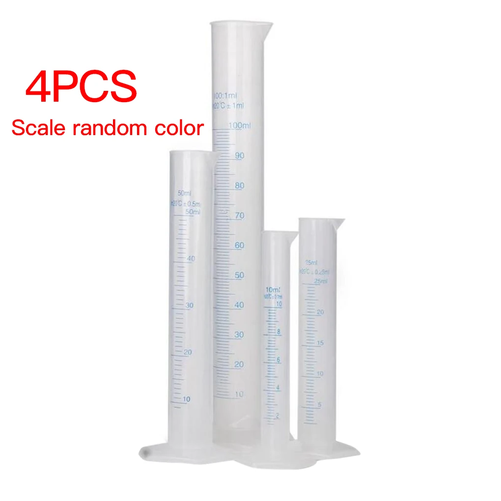 4pcs Plastic Graduated Cylinder Kitchen Laboratory Experiment Test Water Measurement Measuring Tube Cylinder