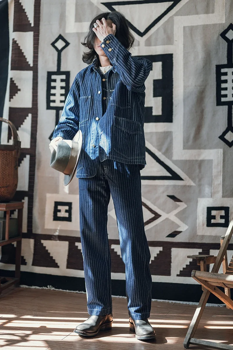 Не в наличии 1930-х годов Wabash Stripes Jacket Винтажная мужская рабочая одежда