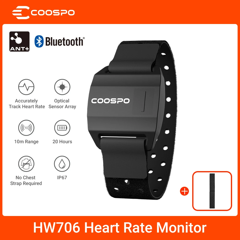 

COOSPO Heart Rate Monitor Armband Optical Fitness Outdoor Beat Sensor Bluetooth 4.0 ANT For Garmin Wahoo Bike Computer