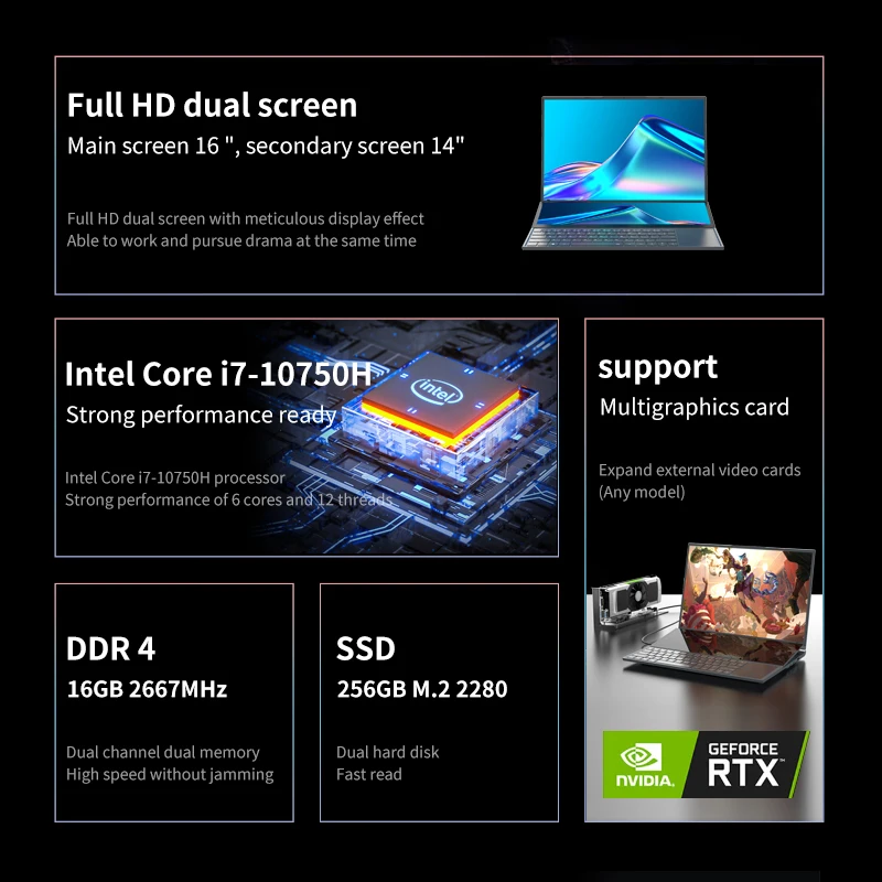 Ноутбук BEEX Core i7 10750H 16 дюймов 14 сенсорный экран |