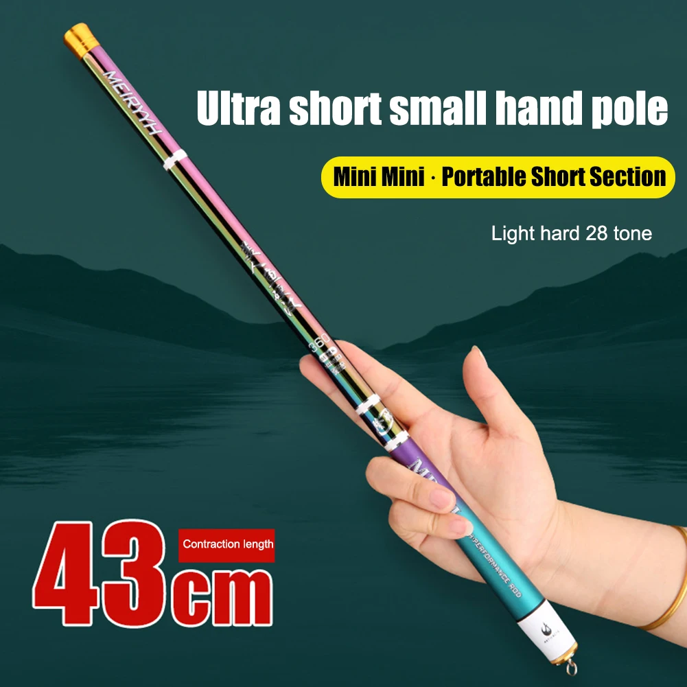 1.8-6.3 Meters Carp Stream Fishing Rods Superhard Shrinking Carbon Fiber Fishing Pole Ultra-Short 43cm for Children Youth