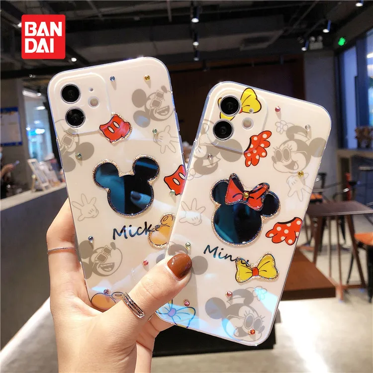 

Bandai Disney Case for iPhone 13 13Pro 12 12Pro 11 Pro X XS Max XR 7 8 Plus Kawaii Cartoon Phone Covers Flash Drilling Fundas