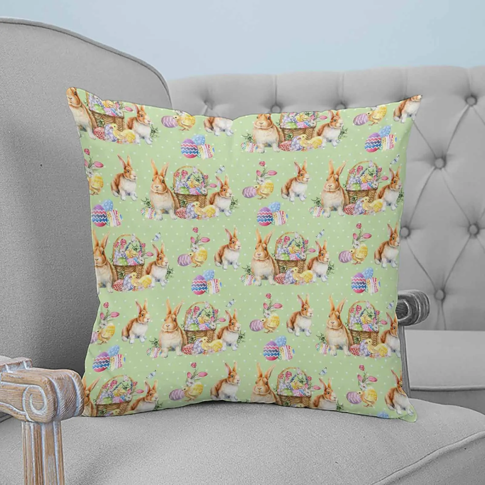 

Easter Bunny Egg Green Polka Dots Throw Pillows Case Home Decor Cushion Cover Throw Pillowcase for Bedroom Sofa Decorations