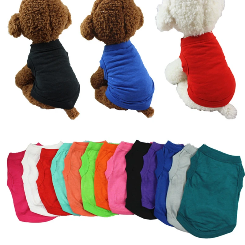 

Женская летняя рубашка из чистого хлопка для щенка, рубашка для собаки, мягкая Однотонная рубашка для собак, футболки для маленьких, средних...