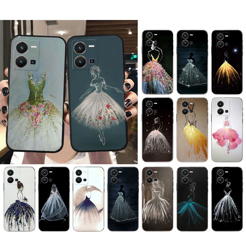

Phone Case For VIVO Y53S Y33S Y22S Y11S Y31 Y21 Y70 Y20 Y21S Y72 Y35 Y51 Y01 V23E V21 V23 V21E Wedding Dress Girl Case