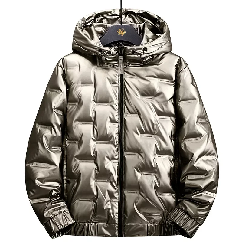 2022New Casual Down Jacket 2022 Winter New Boutique White Duck Down Thick Warm Fashion Print Mens Slim Hooded White Black Down C