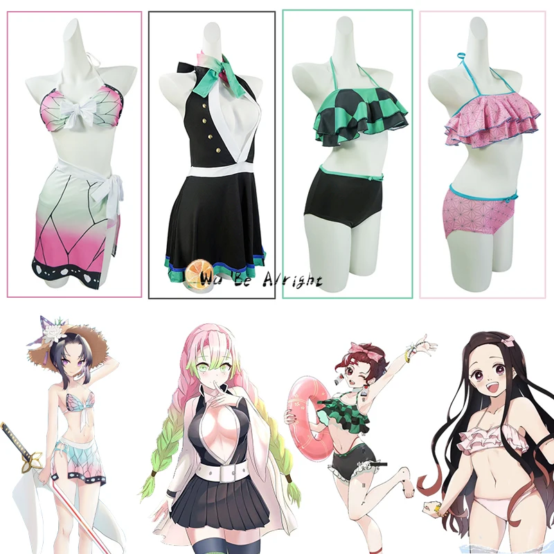 

Swimming Suit Demon Slayer Kamado Tanjirou Kamado Nezuko Anime Cosplay Costume Swimwear Summer Kimetsu No Yaiba Bikini Girls