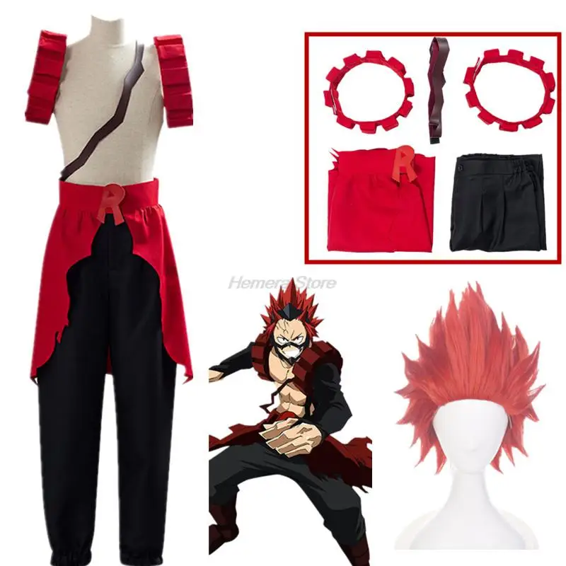 Anime My Hero Academia Cosplay Kirishima Eijiro Costume Men Accessories Uniform Halloween Carnival Suit Costume Red Wig Unique