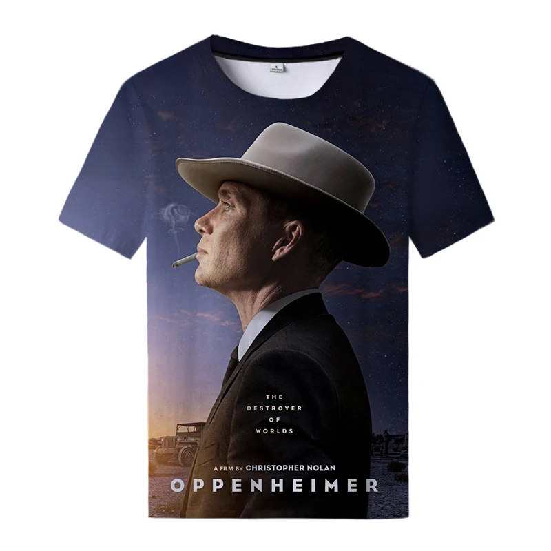 

2023 Модные мужские футболки Oppenheimer, летние рубашки с круглым вырезом и 3D принтом, повседневная мужская одежда, уличный Топ в стиле Харадзюку