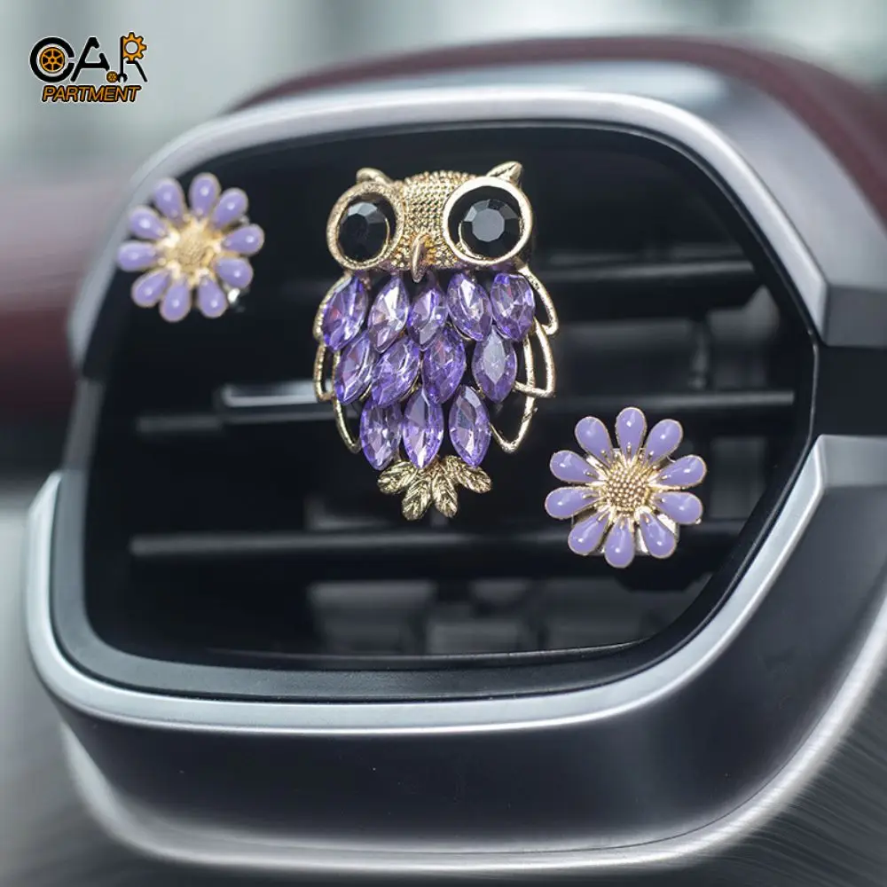 

Прочный портативный креативный автомобильный освежитель воздуха для ароматерапии, высококачественный драгоценный камень, блестящая сова,...