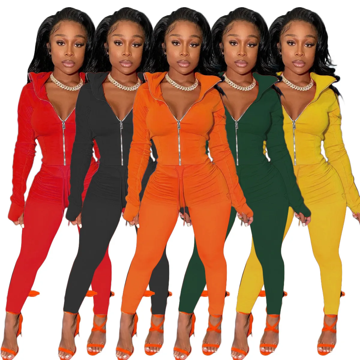 

2 Piece Outfits Lounge Jogging Suits for Women Sweatsuit Tracksuit Long Sweatpants Set Free Ship